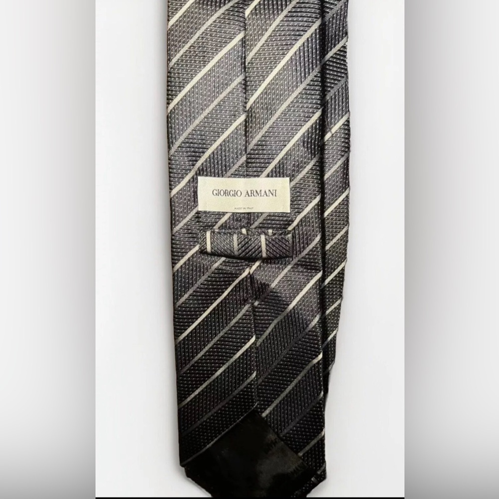 Giorgio Armani White Label Black Striped Tie